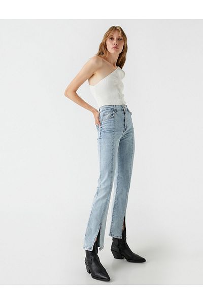 Koton High Waist Denim Trousers Flared Leg - Victoria Slim Jean