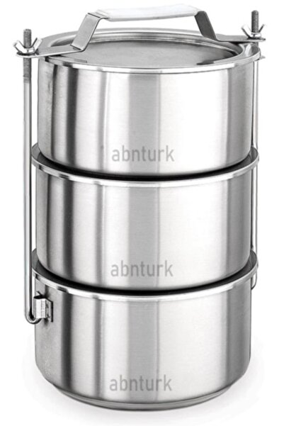 abnturk Tabldot Tipi Paslanmaz Çelik 3lü Sefer Tası 22x11cm Vidalı Mod 12-15 ...