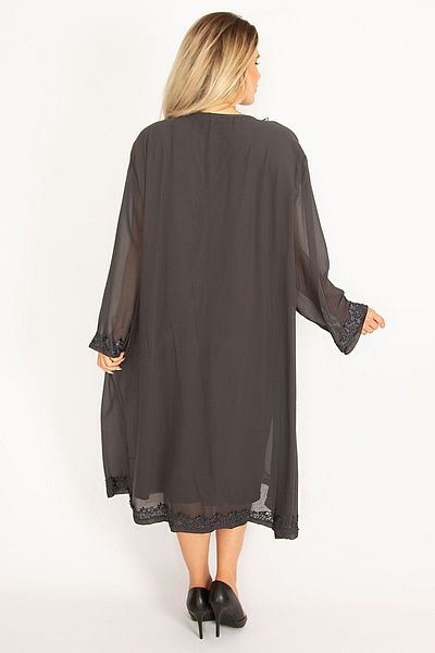 Şans Große Größen in Abendkleid - Grau - Basic