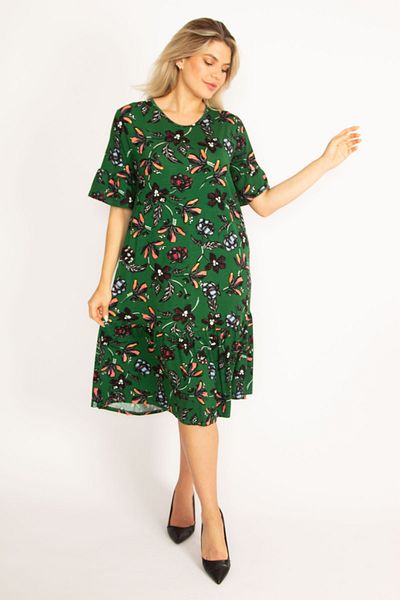 Şans Plus Size Dress - Green - Basic
