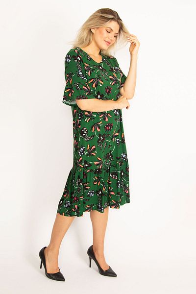 Şans Plus Size Dress - Green - Basic