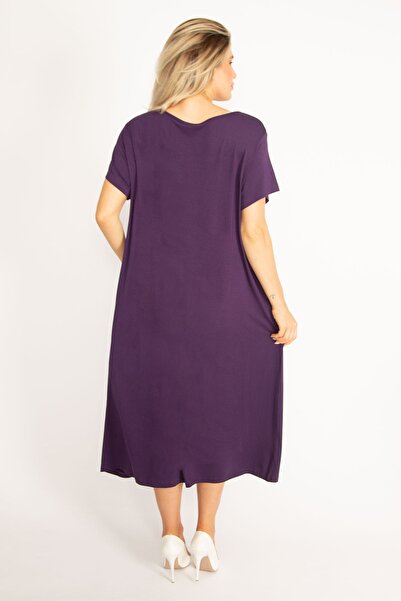 Şans Plus Size Dress - Purple - Basic