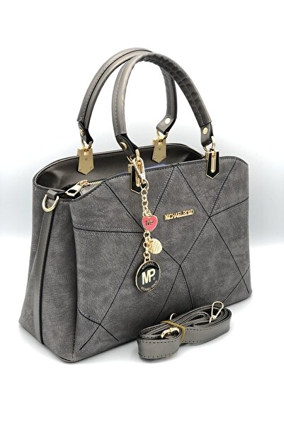 mıchael polo Shiny Lined Three Compartment Hand and Shoulder Bag