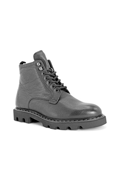 Libero L4536 Model - Black Leather Men's Shearling Boots