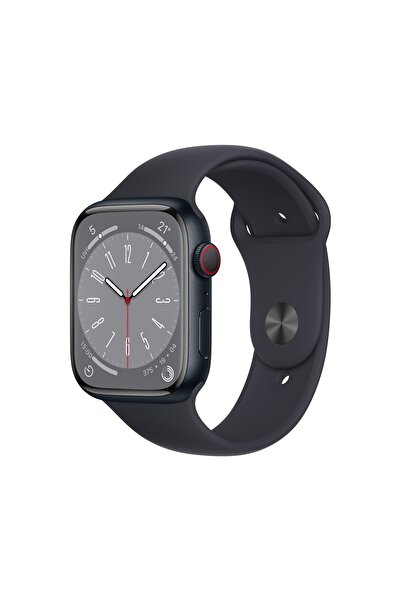 Apple Watch Series 8 45mm GPS+Cellular Gece Yarısı Alüminyum Kasa ve Spor Kor...