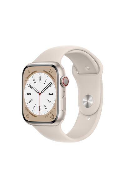 Apple Watch Series 8 45mm GPS+Cellular Yıldız Işığı Kasa ve Spor Kordon-Regul...