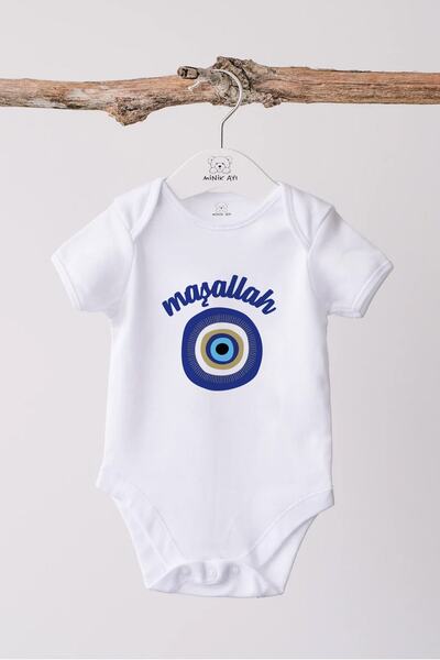 Minik Ayı ماشاء الله سالوبيت أطفال مطبوع عليه عين الشر مع أزرار كبس في الأسفل...