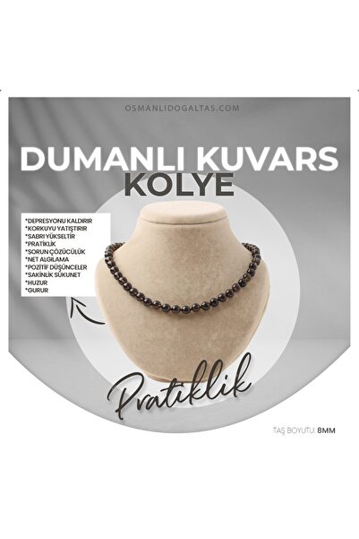 OSMANLI DEĞERLİ TAŞ Sertifikalı Dumanlı Kuvars Doğaltaş Kolye 8 Mm, M514