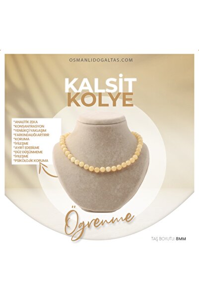 OSMANLI DEĞERLİ TAŞ قلادة من الحجر الطبيعي الكالسيت المعتمد 8 مم، M522