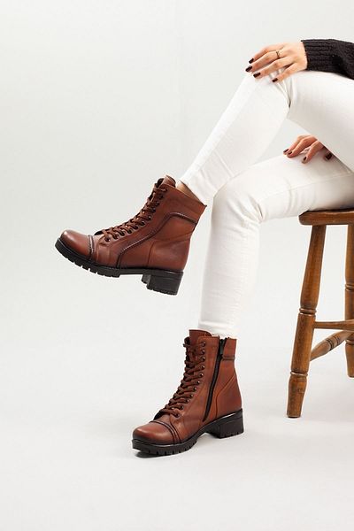 Adım Adım Women's Tan Genuine Leather Non-Slip Sole Cold-Proof Daily Boots