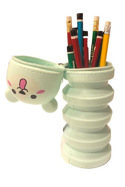 FLY COLOR Silicone Magnifying and Shrinkable Bellows Pencil Case Turquoise