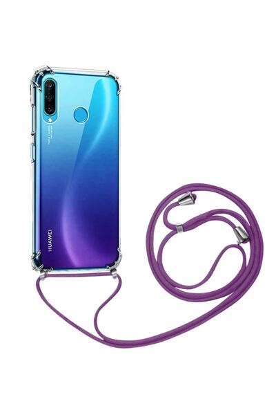emybox Huawei P30 Lite Boyundan Askılı Darbe Emici Şeffaf Silikon Kılıfı
