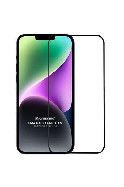 Microsonic Iphone 14 Uyumlu Tam Kaplayan Temperli Cam Ekran Koruyucu Siyah
