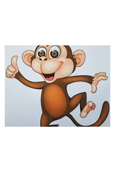 ElkaHobi Çocuklar Için Goblen Etamin Işleme Seti 17x22 Cm Maymun Deseni