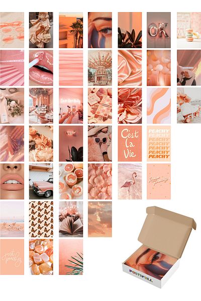 Postifull Σετ κολάζ αφίσας Dusty Pink Wall - 40 τεμαχίων, Αυτοκόλλητη πλάτη, 10cm*15cm