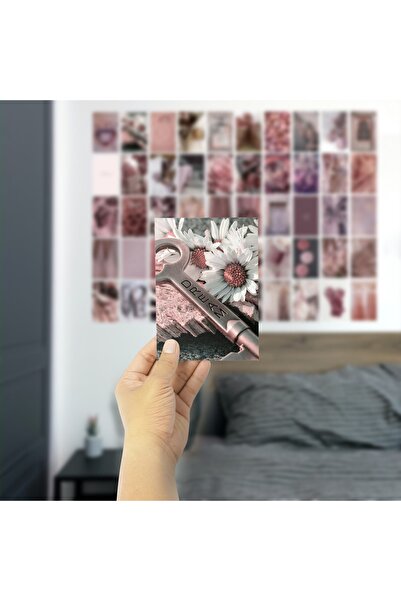 Postifull Mor Duvar Posteri Kolaj Seti - 50 Adet - Arkası Yapışkanlı Sade Renk Temalı Poster Seti - 10cm*15cm