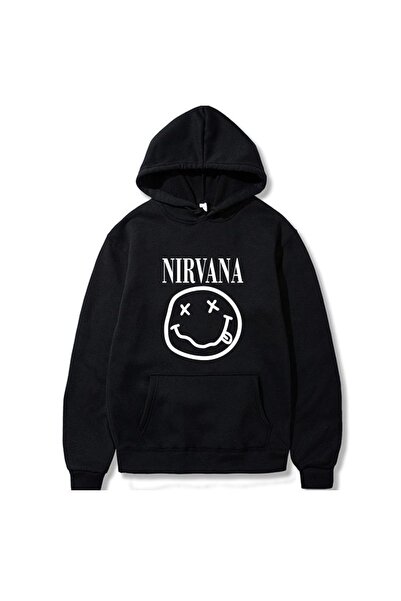 GALASHOP هودي للجنسين بشعار نيرفانا بغطاء للرأس