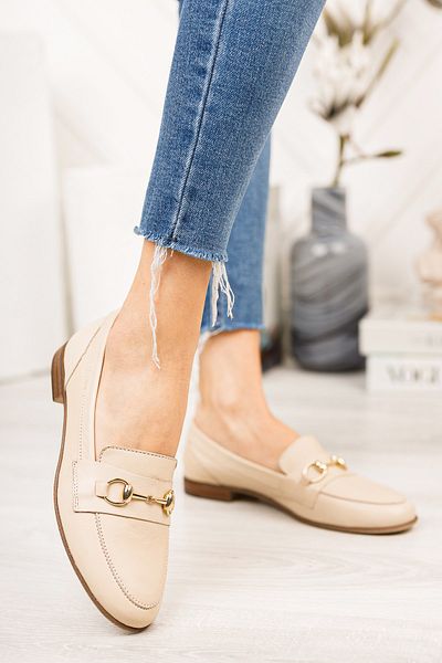 Deripabuc Genuine Leather Beige Women's Leather Loafer Dp58-2001