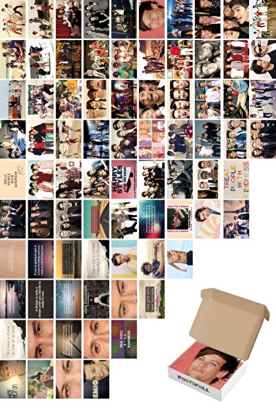Postifull One Direction Poster Seti Arkası Yapışkanlı - 80 Adet - Duvar Posteri Seti - 10cm*15cm - Kutulu Set