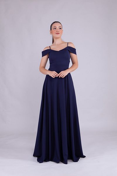 Bidoluelbise Women's Shoulder Detail Strap Maxi Length Evening Dress