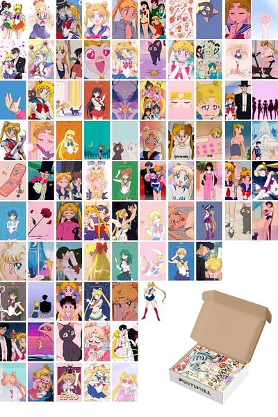 Postifull Σετ αφίσας Anime "Sailor Moon" - 84 τμχ - Αυτοκόλλητο πίσω μέρος - Σετ κουτί 10cm*15cm