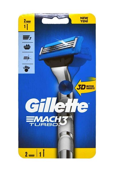 Gillette Mach3 Turbo 2 Up 3d Motion Shaver with 2 Spare Heads