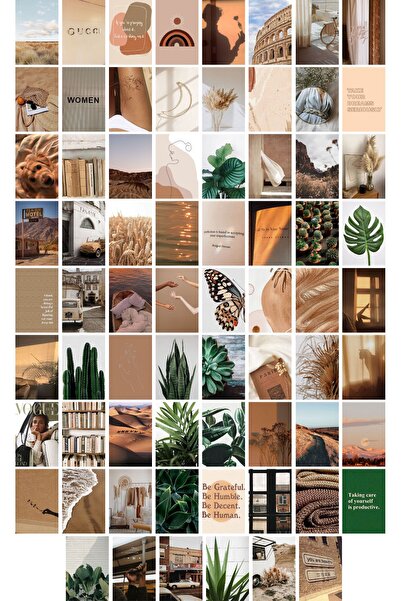 Postifull Σετ αφίσας Boho σε πράσινο καφέ - 70 τμχ 10cm*15cm Σετ κολάζ με αυτ...