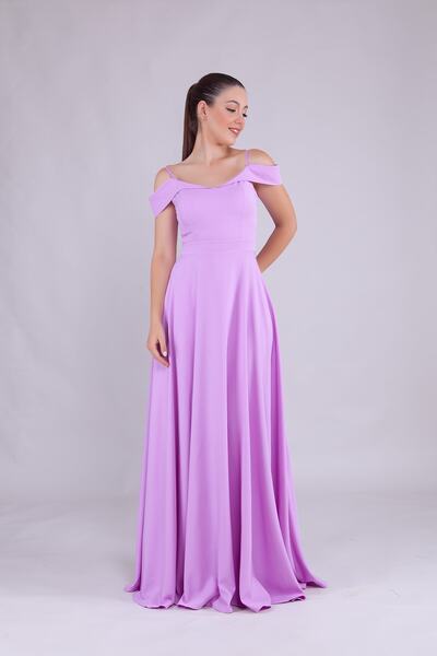 Bidoluelbise Women's Shoulder Detail Strap Maxi Length Evening Dress