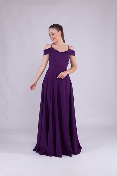 Bidoluelbise Women's Shoulder Detail Strap Maxi Length Evening Dress