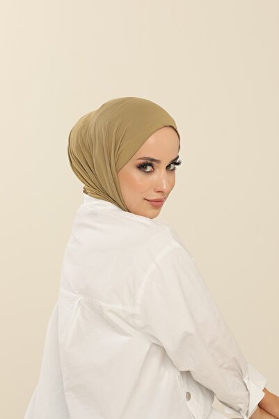 Beyzak Yağ Yeşili Pratik Penye Şal - Kadın Tesettür Cırt Cırtlı Hijab Bone