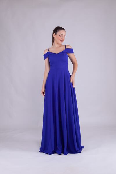 Bidoluelbise Women's Shoulder Detail Strap Maxi Length Evening Dress