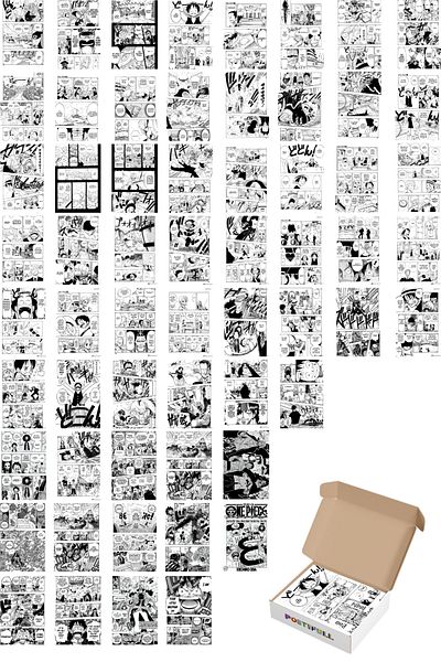 Postifull Σετ αφίσας Anime One Piece 60 τμχ - Κολάζ Manga με αυτοκόλλητη πλάτη