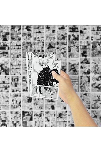 Postifull Anime Poster Seti, Arkası Yapışkanlı Jujutsu Kaisen Poster Kolaj Seti, Manga Kolaj Seti, 100 Adet