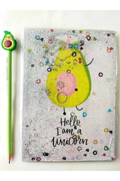 cuaderno A5 Boy Simli Ve Sulu Şeffaf Avokadolu Defter Avokado Başlıklı Kalem ...