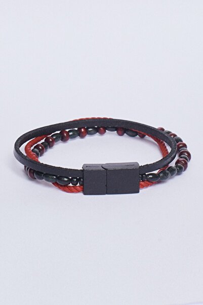 ALTINYILDIZ CLASSICS Men's Brown Red 100% Genuine Leather Bracelet