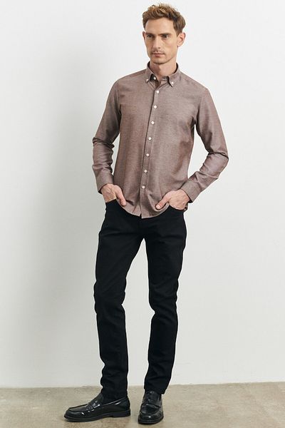 AC&Co / Altınyıldız Classics Ανδρικό πουκάμισο Oxford Slim Fit Slim Fit, με κρυφό κουμπί και γιακά με κρυφό κουμπί