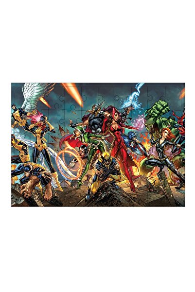 Genel Markalar Ahşap Mdf Puzzle Yapboz Marvel Süper Kahramanlar 50 Parça 35*5...
