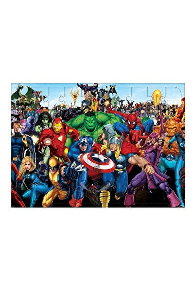 Tablo Mega Ahşap Mdf Puzzle Yapboz Marvel Karakterleri 50 Parça 35*50 Cm