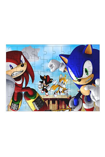 Tablo Mega Ahşap Mdf Puzzle Yapboz Sonic Rivals 50 Parça 35*50 Cm
