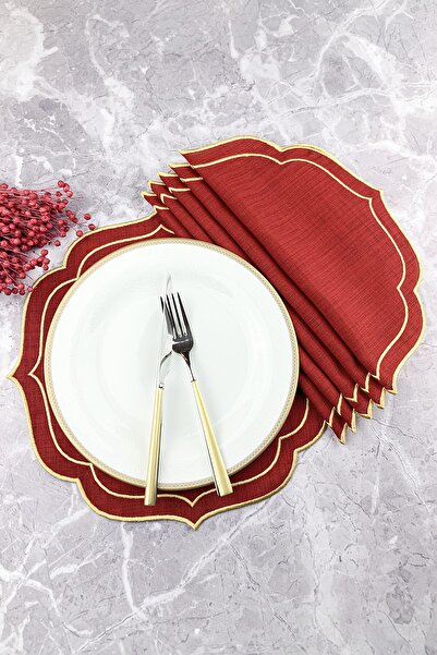 WEARE2 Set american de 6 piese, brodat cu înfășurare dublă, de culoare burgun...