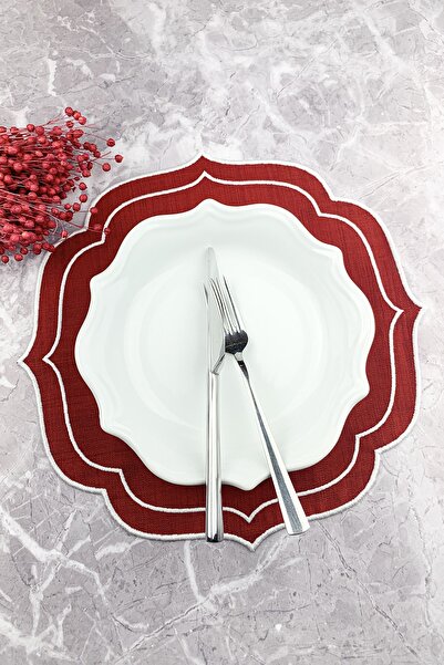 WEARE2 Serviciu american brodat cu înfășurare dublă, de culoare albă cu bordu...