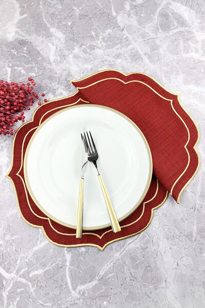 WEARE2 Βουργουνδί χρώματος χρυσό, διπλής περιέλιξης, κεντημένο σετ 2 τεμαχίων...