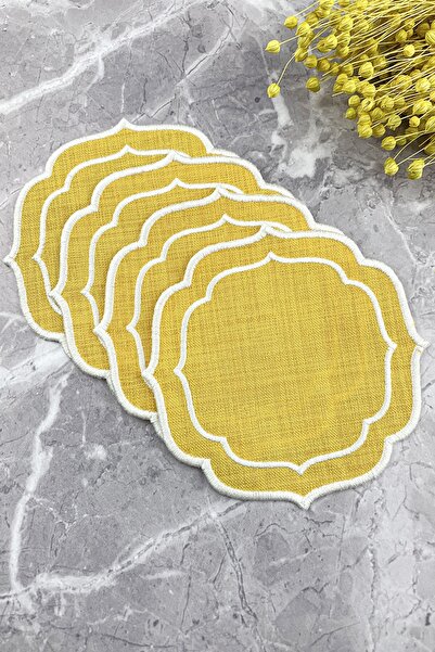 WEARE2 Șervețele de cocktail, 4 bucăți, brodate, cu înfășurare dublă, albe, c...