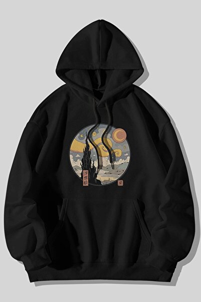 ALİKA Hanorac oversize cu glugă unisex Starry Night cu buzunar cangur