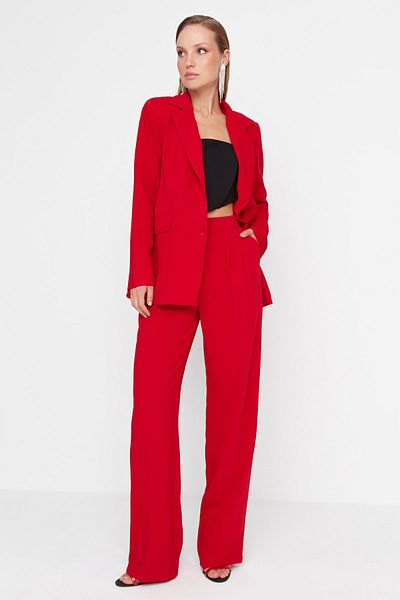 Trendyol Collection Piros széles szárú nadrág TPRAW23PL00009