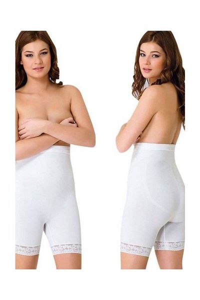 Emay Corset de maternitate boxer fără cusături cu picioare din dantelă