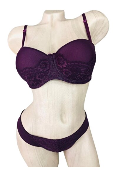 Nurteks Бюстгальтер без бретелей з мереживною підкладкою - фіолетовий 4518