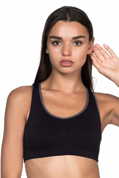 Emay 4024 Γυναικείο αθλητικό σουτιέν Bustier Μαύρο/ανθρακί