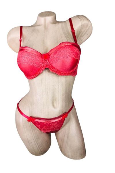 Nurteks Women's Supported Strapless Bra Panties Set - Coral 4546
