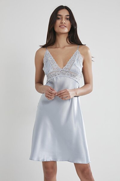 Pierre Cardin Kadın Saten Dantelli Gecelik - 603 Mist
